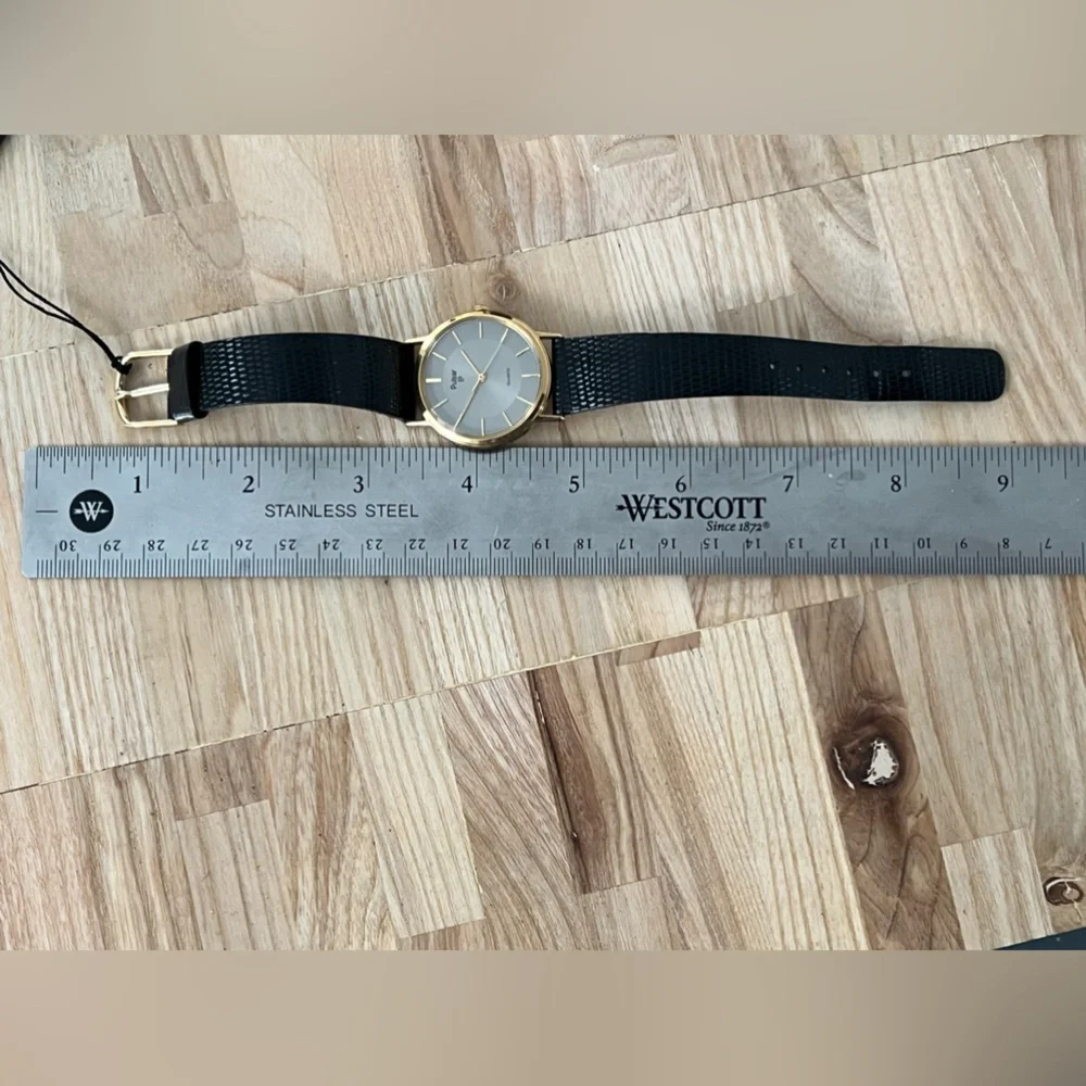 Pulsar New Old Stock Vintage Watch Original Box Round Gray Dial Leather Strap